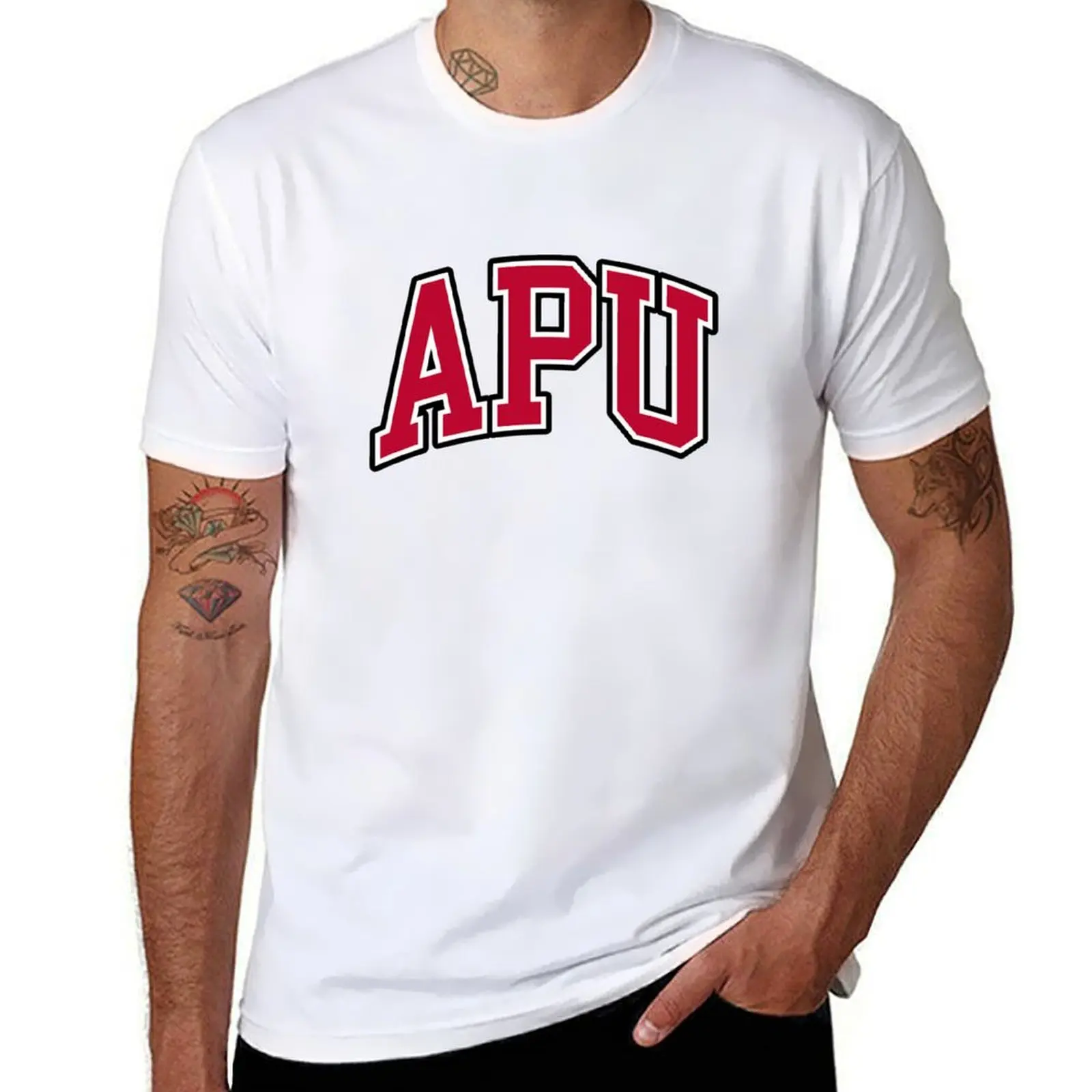 

azusa pacific - college font T-Shirt t shirts for man slim fit t shirts for man cotton funny T-Shirt