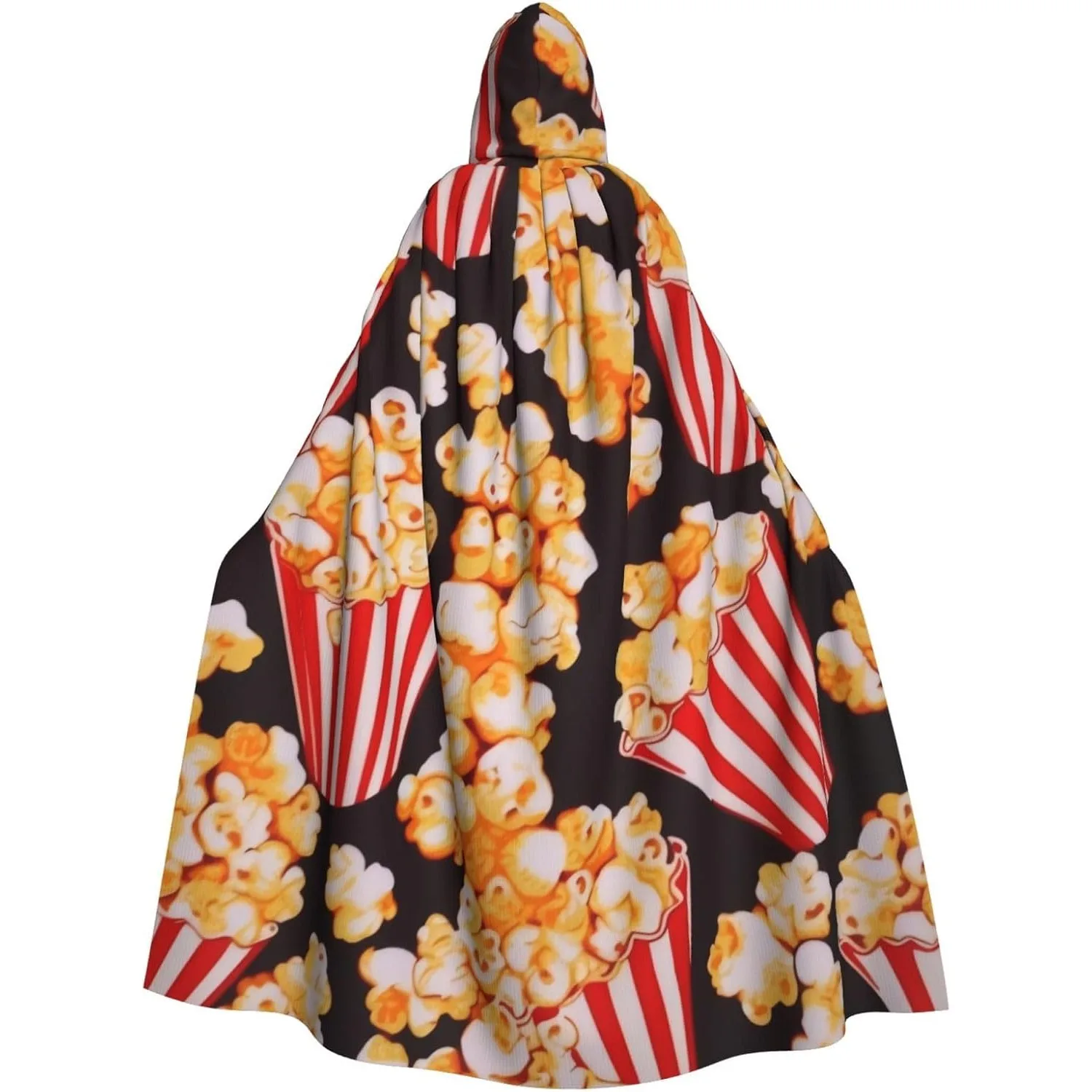 

Длинная накидка на Хэллоуин с принтом попкорна, костюмы-плащ с капюшоном для взрослых, костюмы-плащ унисекс с капюшоном