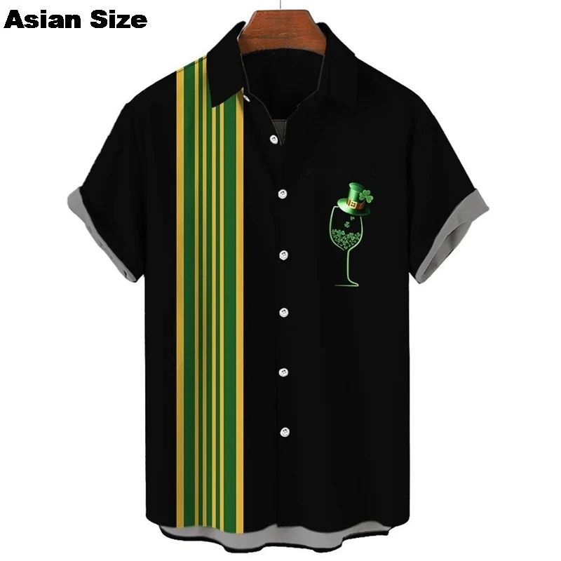 

Рубашки с короткими рукавами и рисунком Дня Святого Патрика для мужчин, модная гавайская одежда Lucky Shamrock, женские блузки, ирландские детские топы