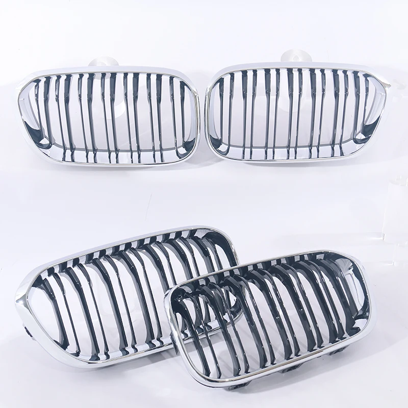 Double Single Line Chrome Silvery Kidney Grille OE M Grille For BMW 1 Series F20 F21 LCI Facelift 2015-2019 118d 120i 118I M135