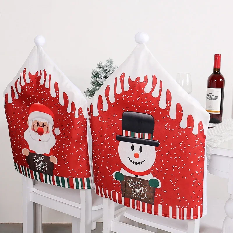 Christmas Chair Cover Red Non-woven Chair Cover Christmas Table Decoration Dining Chair Cover Christmas Party Party Supplies