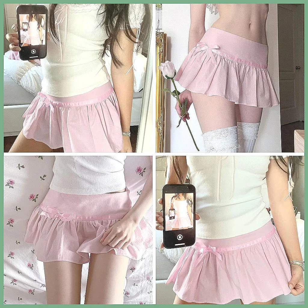 

Женская шифоновая юбка с розами и кисточками, короткая балетная юбка с низкой талией и двойным слоем