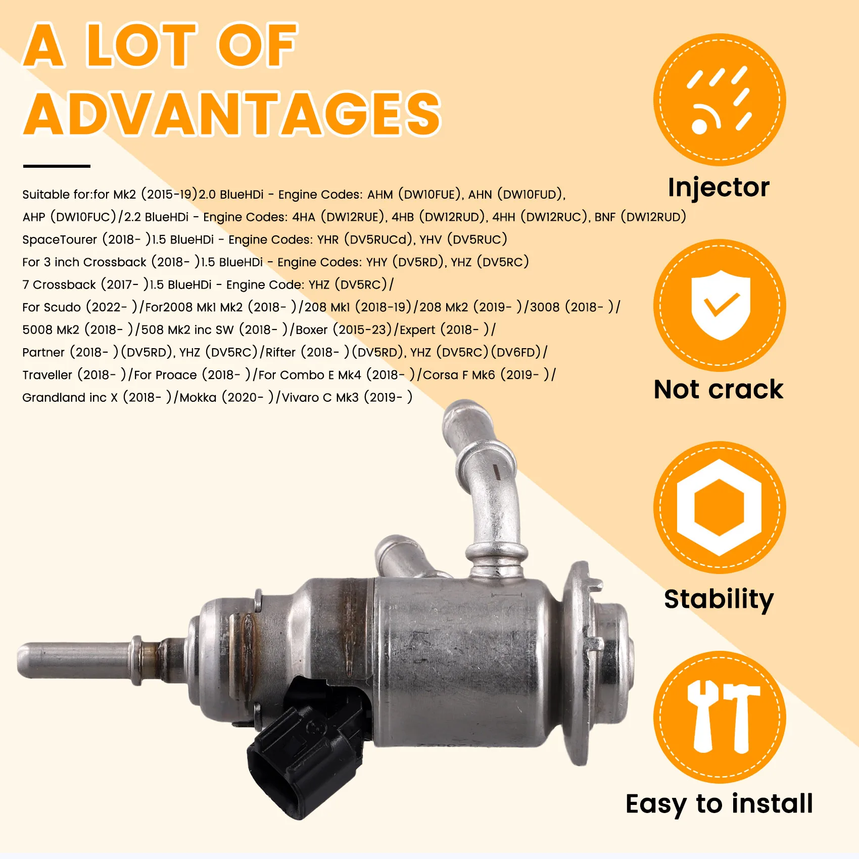 

9842811780 Exhaust DPF Adblu Injector Urea Injection Valve For 2008 208 3008 5008 508 Boxer Partner