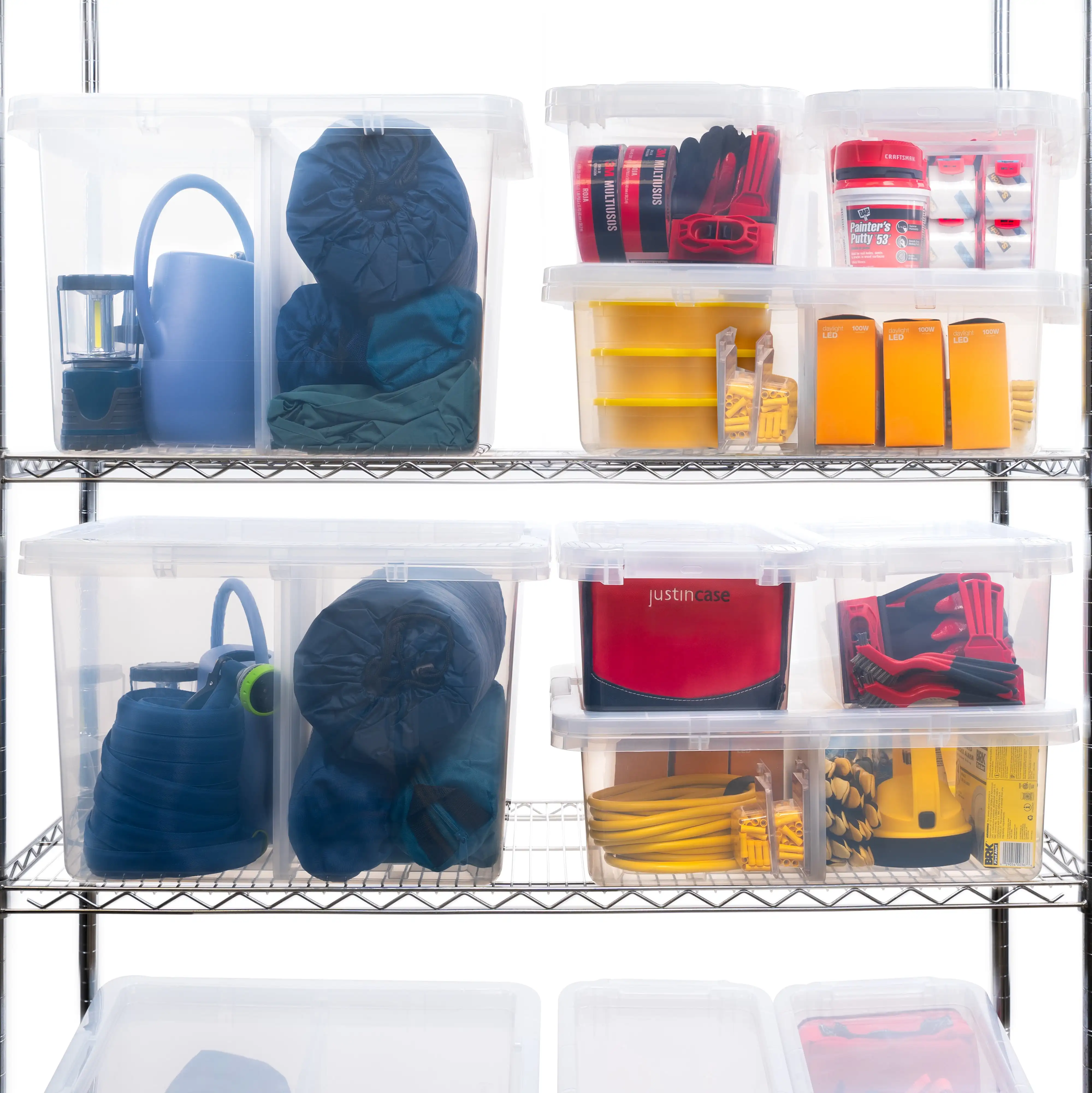 صندوق تخزين بلاستيكي شفاف سعة 70 لترًا مع مقسم، للبالغين