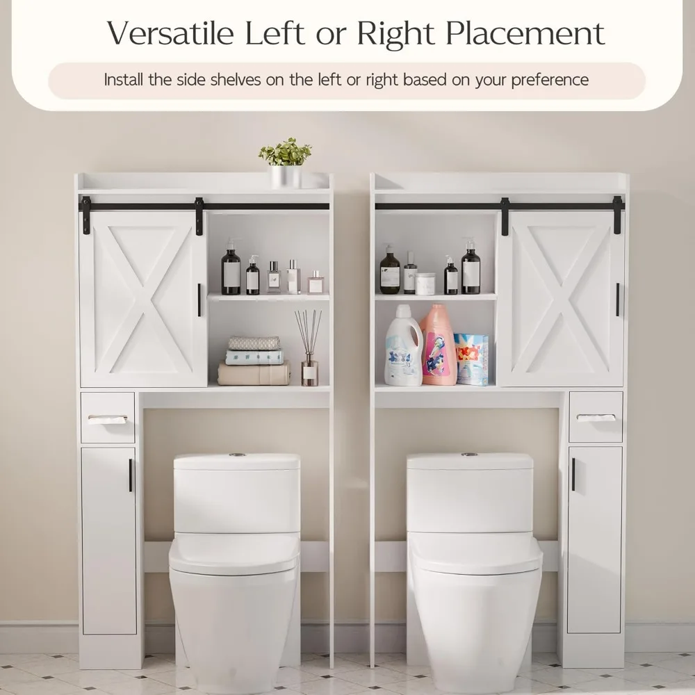 خزانة تخزين فوق المرحاض بأبواب، 32 منظمًا للحمام، رف موفر للمساحة مع أرفف جانبية، مثالية للمساحات الصغيرة #4