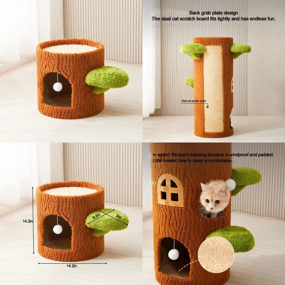 

multi-level indoor cat house with semi-enclosed beds for multiple kittens