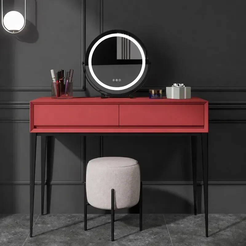 Italian Minimalist Red Dresser Modern Simple Baking Paint Finish Narrow Side Table Nordic Light Luxury Bedroom Makeup Desk