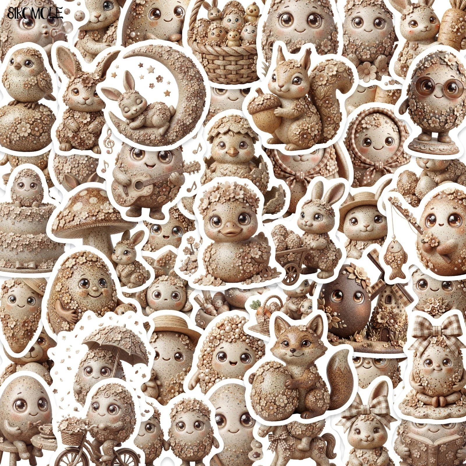 

10/30/50PCS Cartoon Easter Egg Stone Stickers Aesthetic Rabbits Flower DIY Toys Guitar Luggage Suitcase Decals Graffiti Sticker