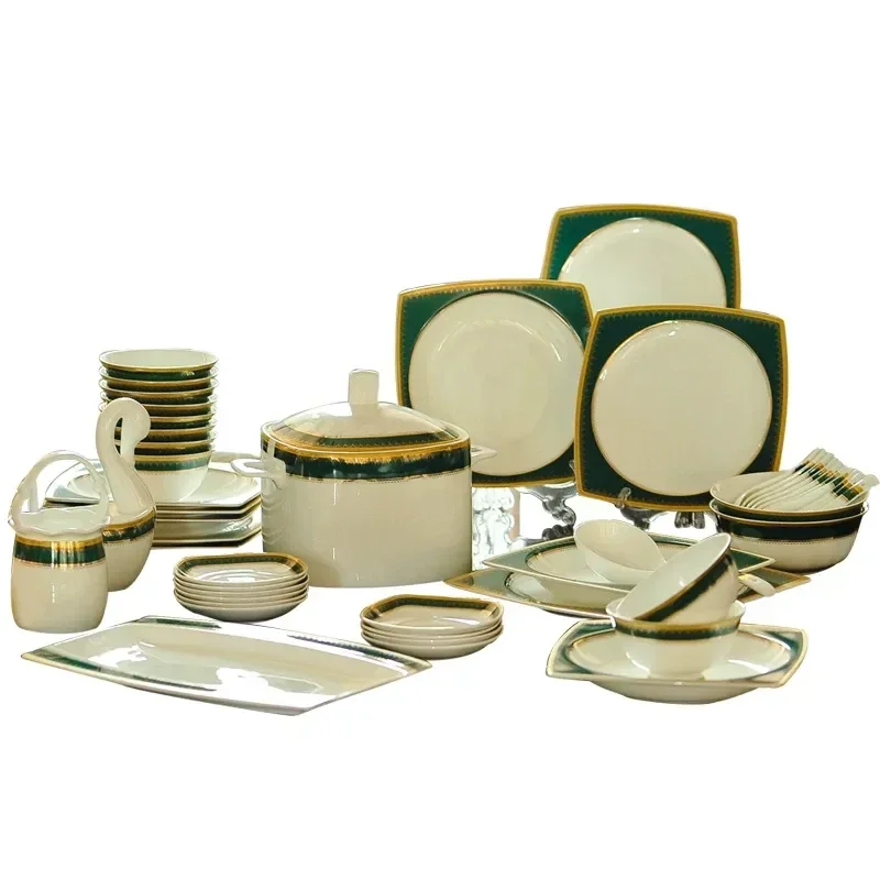 Piece Bone China Dinnerware Set American Style Special Shaped Dishes Household Tableware Gift