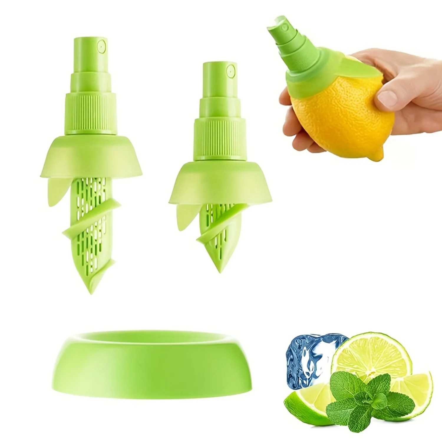 

Lemon Juice Sprayer Set with Holder Plate - Citrus Spritz Extractor for Cooking - Portable Kitchen Gadget