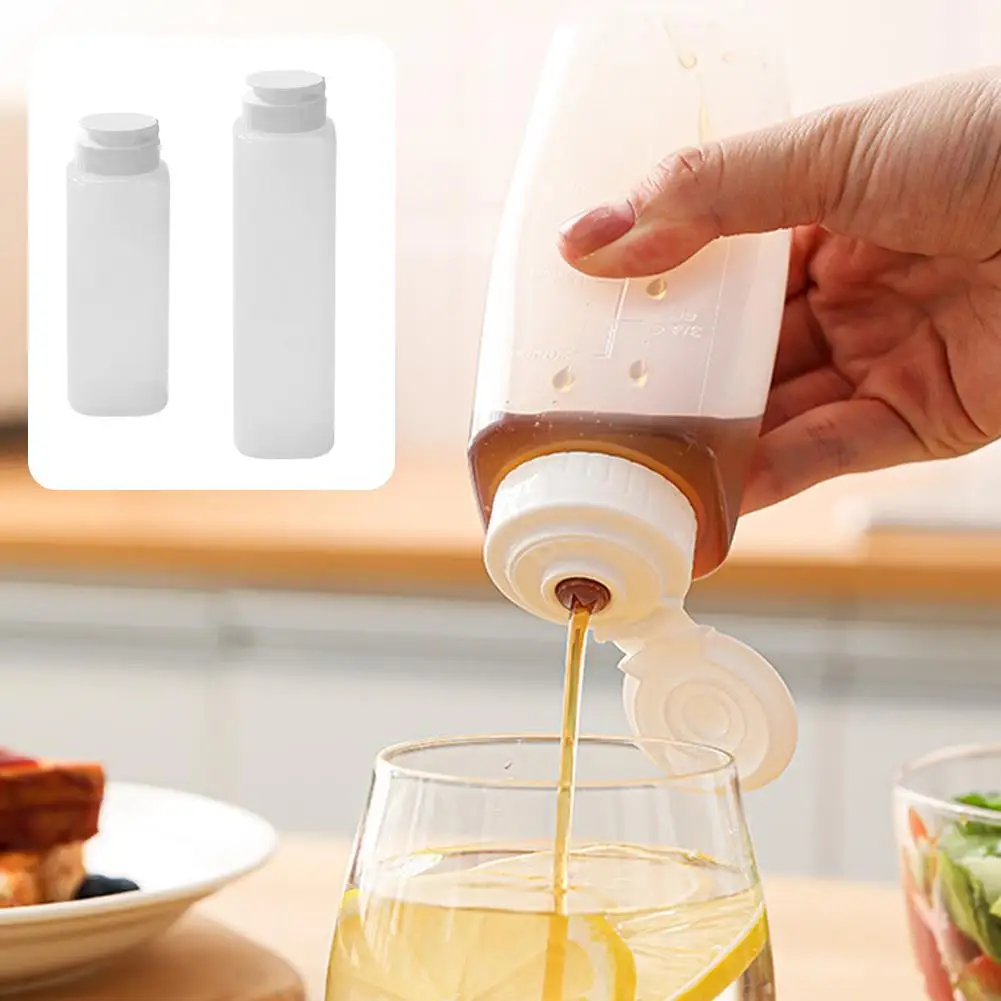 200/300 ML Condiment Squeeze Bottle Visual-scale Salad Oil Condiment Ketchup Bottle Dispenser Control Honey Bottle Barbecue E0F7