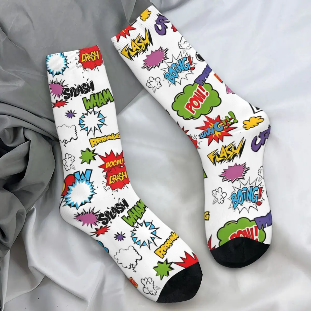 Chaussettes de couple coordonnantes imprimées, bas Comic Elements, chaussettes de course confortables coréennes, printemps