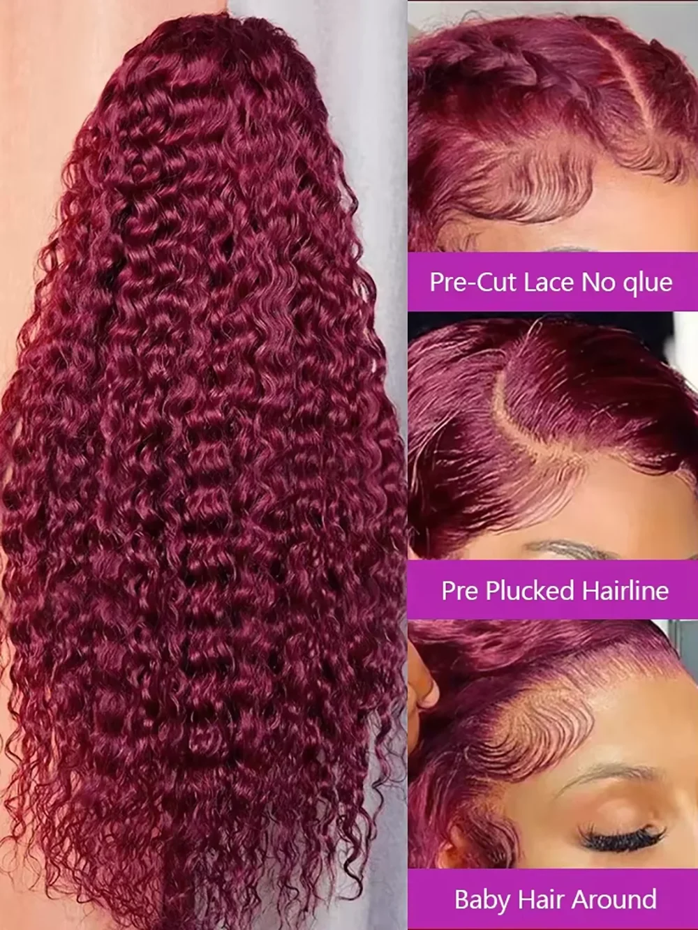 Peruca de Cabelo Humano Cacheado Vermelho 99j de 46 Polegadas, Densidade 220%, Frontal de Renda 13x6, Ondas Profundas, Peruca Frontal de Renda HD 13x4 para Mulheres