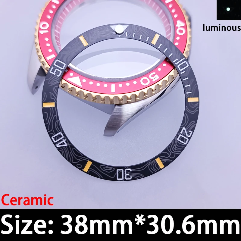38mm*30.6mmLuminous Ceramic Bezel Dive Watch ModdingPartWaterproof Scratch-Resistant Watch Accessory Replacement Ring for Repair