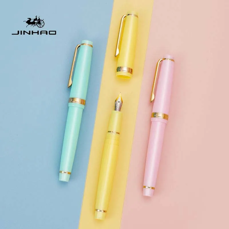 Jinhao 82 Fountain Pen Acrylic Ink Pen Spin Golden EF F Nib Elegante Business Office School Supplies Writing Pen