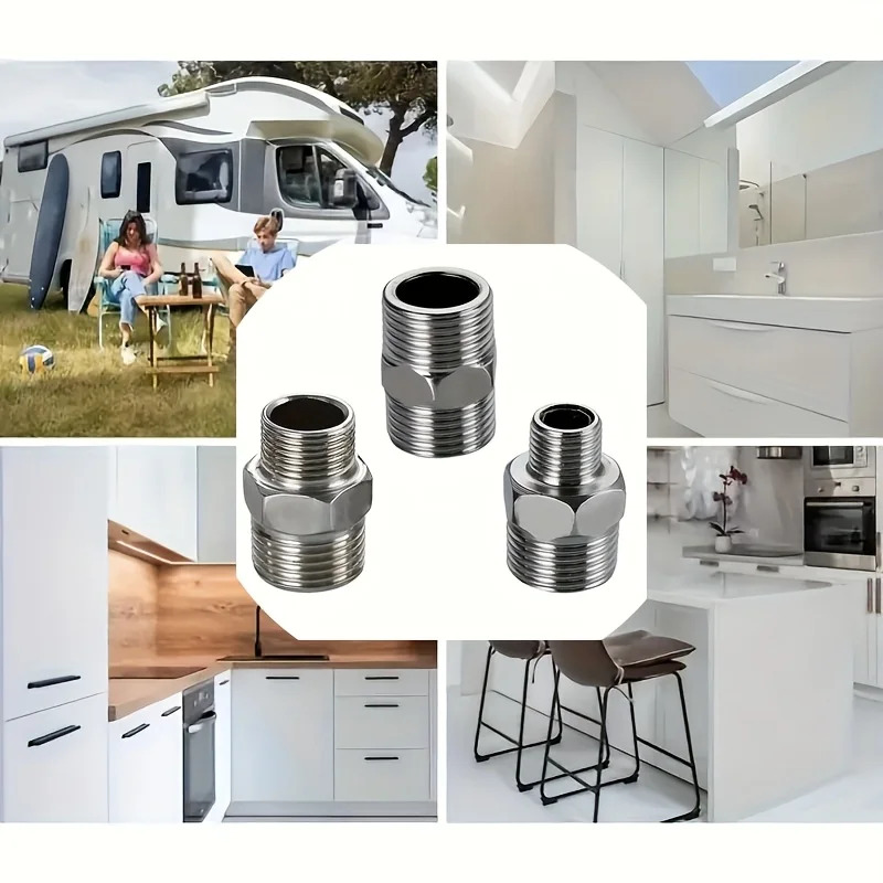 3pcs Multi-Functional Shower Hose Connector Alloy Material Suitable For Bathroom RV And Outdoor Shower Hoses, Easy-To-Install