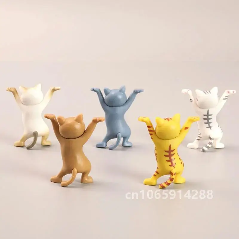 5pcs Funny Cat Pen Holder Toys Hold Everything Cat Earphone Bracket Home Decoration Dancing Kitty Storage Set Holder For Airpods