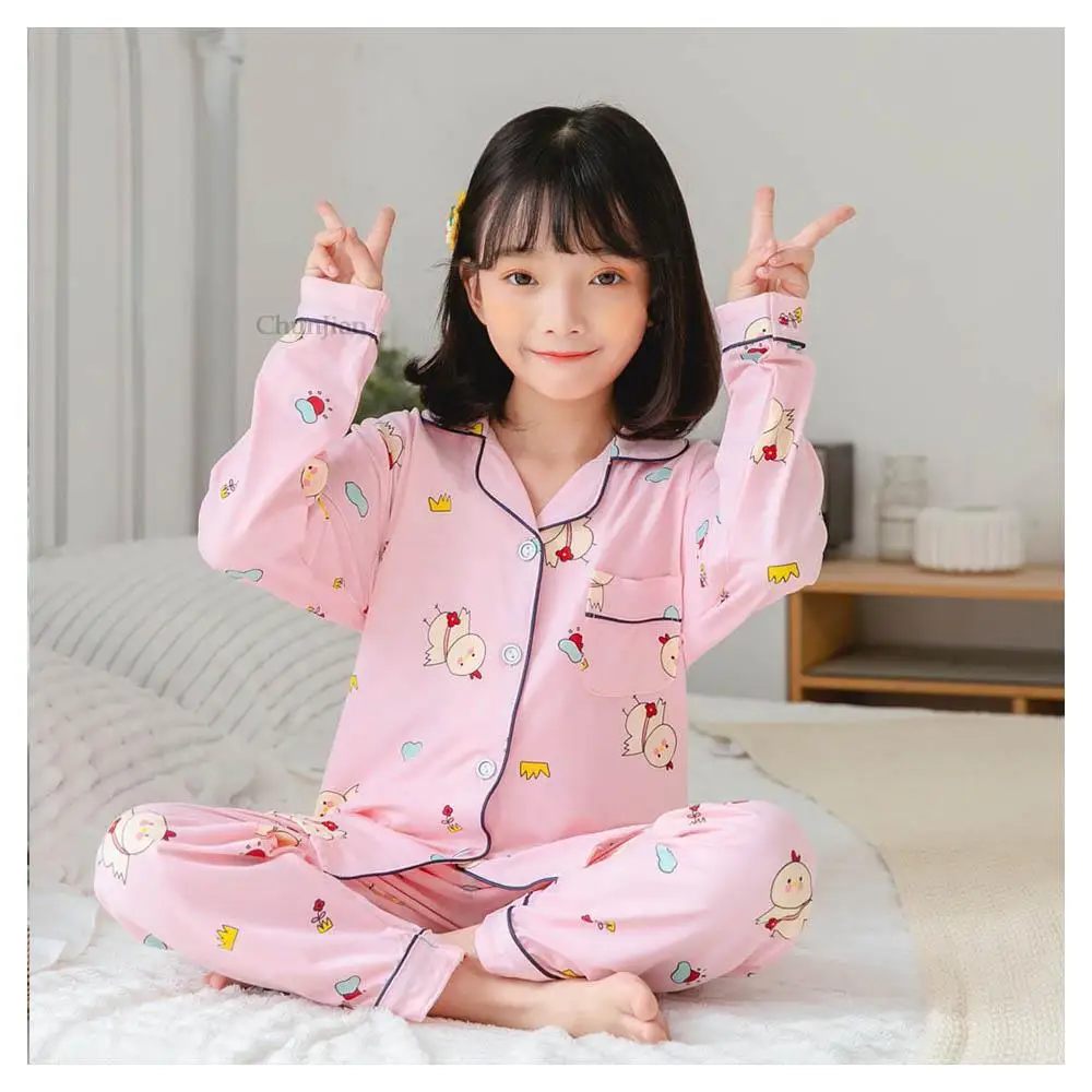 Spring Autumn Children Pajamas Cotton Girls Sleepwear Teenager Clothing Sets Teen Girl Sets for 10 Year Girls Pyjamas Set Pijama