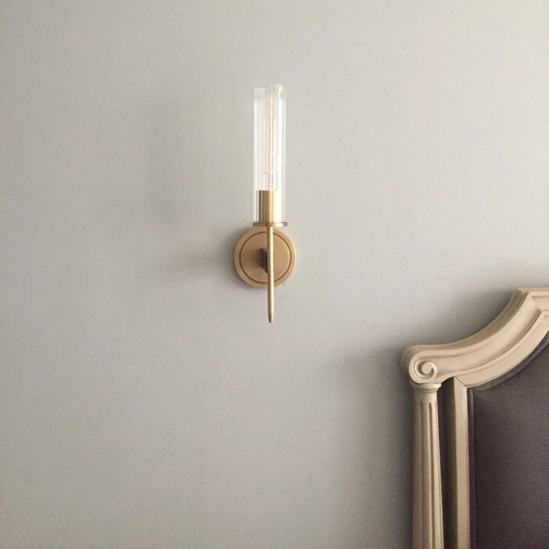 

Ribbed Long Glass Wall Lamp Modern Brass Sconce Vintage Retro Copper Hotel Restaurant Loft Bar Bedroom Bedside Vanity Wall Light