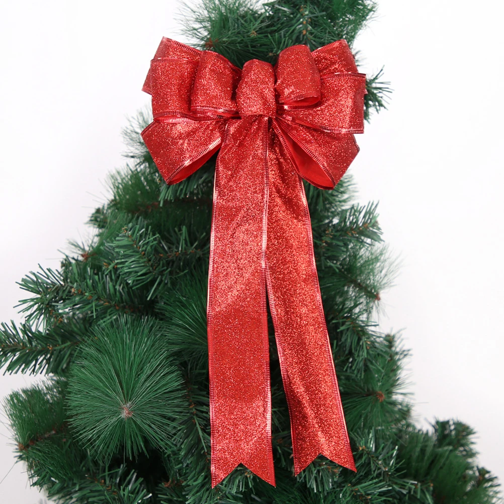 

Christmas Tree Decoration Golden Bowknots Cloth Material Festive DIY nament Gift Box Wrapping Holiday Party Accessories