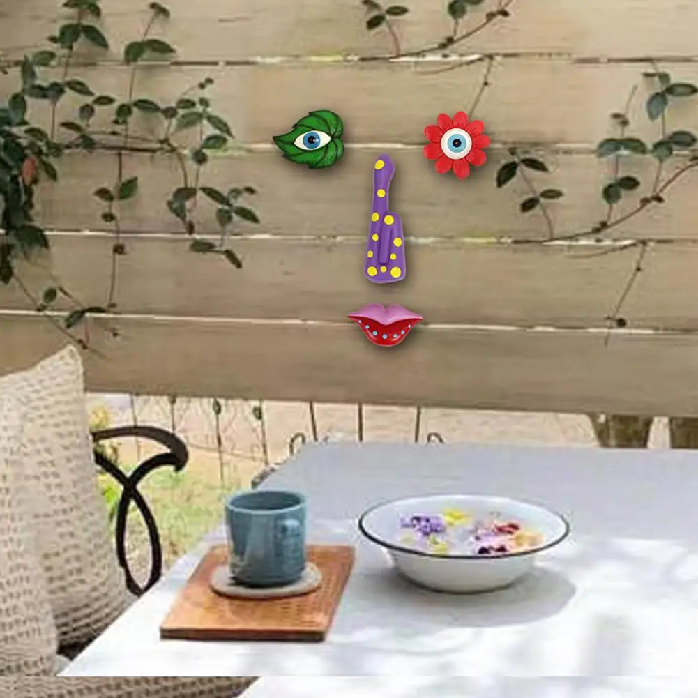 독특한 나무 예술 다채로운 야외 나무 얼굴 장식, 마당 정원용 송진 얼굴, 나뭇잎 울타리 아트, 재미있는 기발한 정원