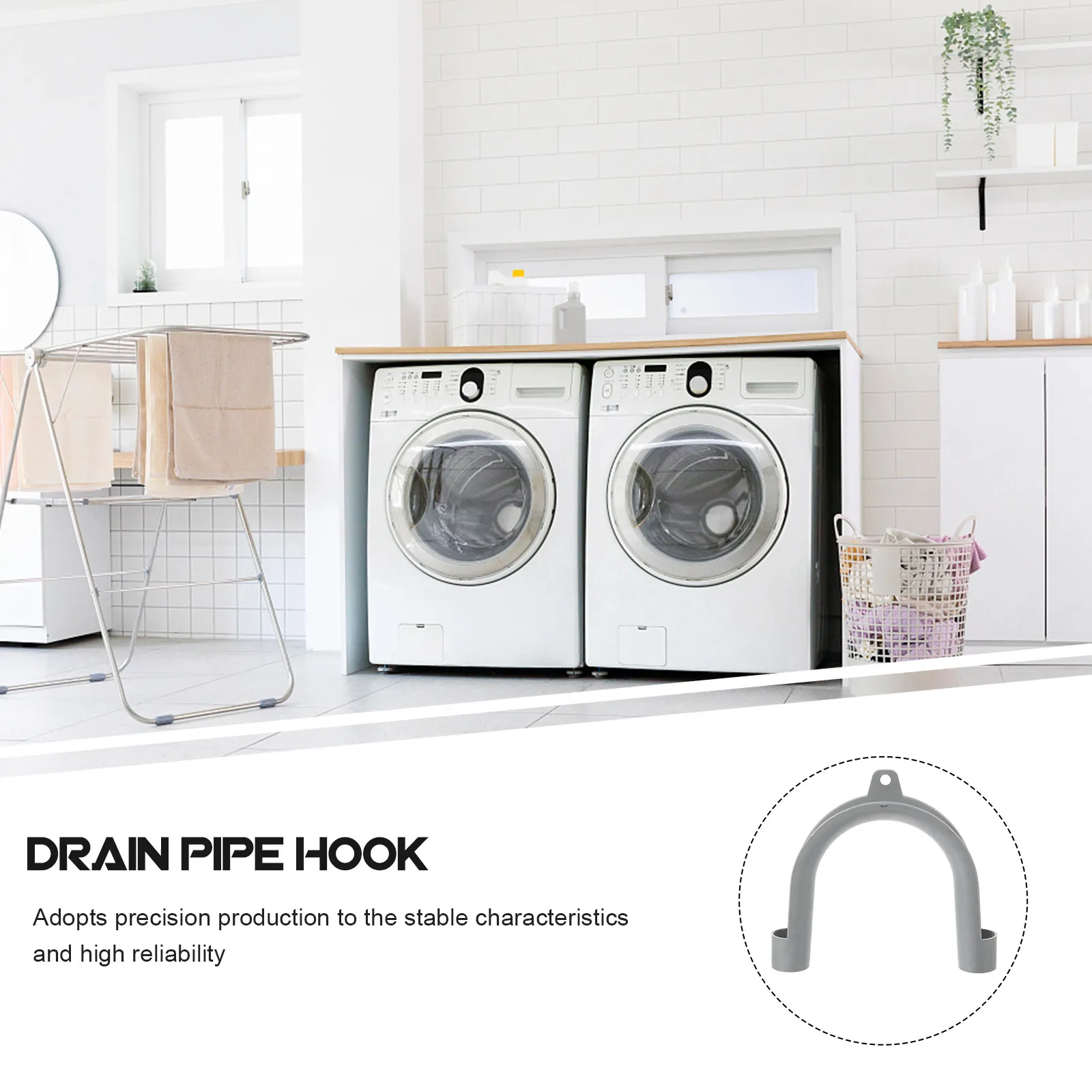 Washing Machine Drain Hose Holder U-Shaped Stable Hook Clip for Washer Discharge Hose Guide Flexible Drain Pipe Fixing