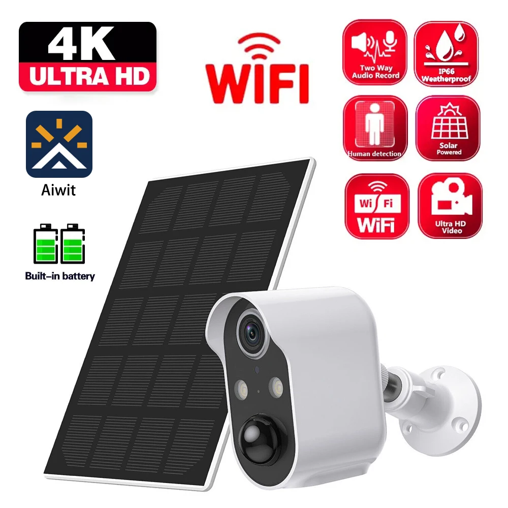 64GB 5MP 4G Or Wifi Camera Outdoor Video AI Human Detection Two Way Audio Surveillance Security CCTV IP Cameras With Solar Panel