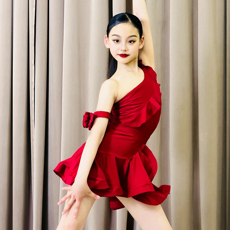 customized women's adult Latin dance costume girls' practice children's high-end professional performance dress set fringe skirt