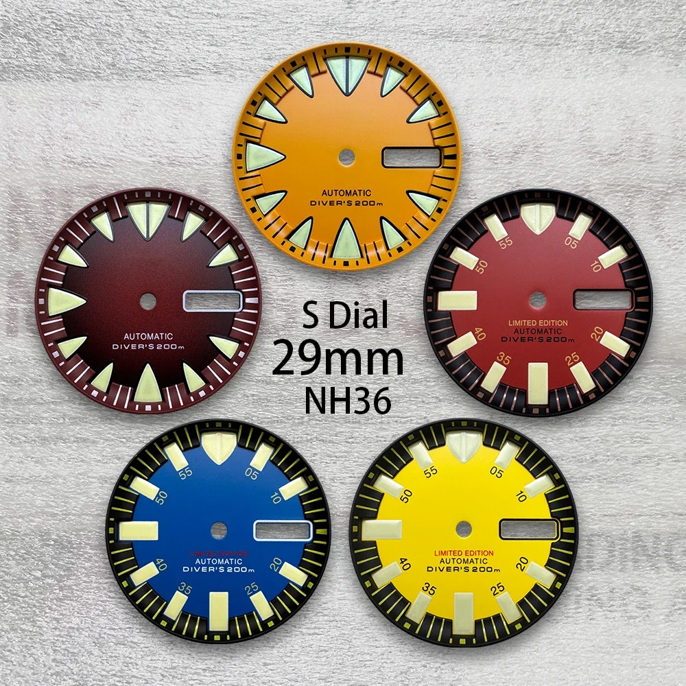 29mm-モンスター-s-ロゴ文字盤-nh36-4r36-ムーブメント対応-グリーン夜光-デュアルカレンダー文字盤-腕時計改造アクセサリー