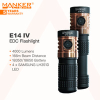 Manker E14 IV 4 Light Sources Flood LED Flashlight, 4000 Lumens, Powered by 18350/18650 Battery, Cool/Neutral/High CRI White