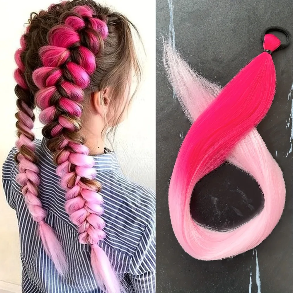 

Женский розовый, фиолетовый плетеный хвост, термостойкий синтетический парик для Хэллоуина, Рождественской вечеринки