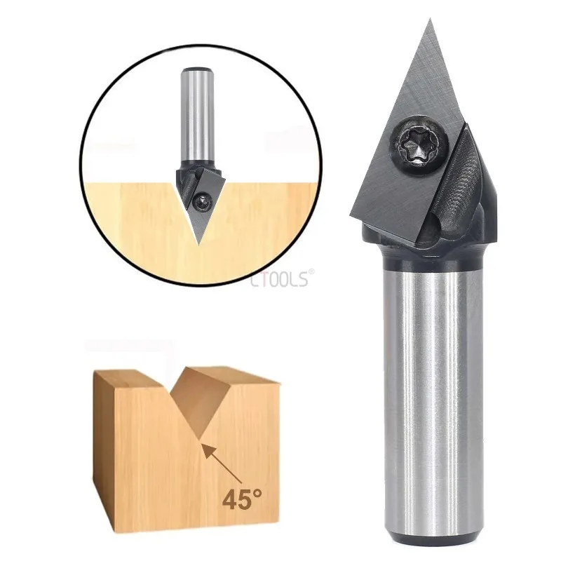 V-groove Slotting Router Bit para Carpintaria Gravação 3d Fresas Cnc Insert Shank Chanfrar 45 Graus mm