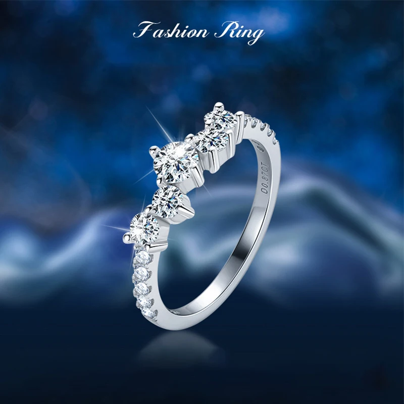 

D Color Vvs Moissanite Wedding Finger Ring 925 Silver Plated 18k Gold Round Women Ring Fine Jewelry Certified