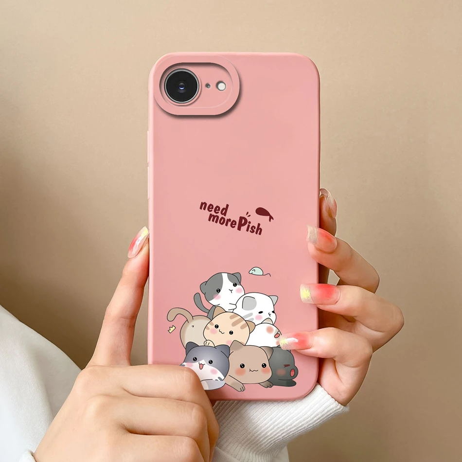 Cute Cartoon Cover For iPhone 16E Case For iPhone SE 2025 High Quality Premium Liquid Silicone Camera Protection Soft Phone Case