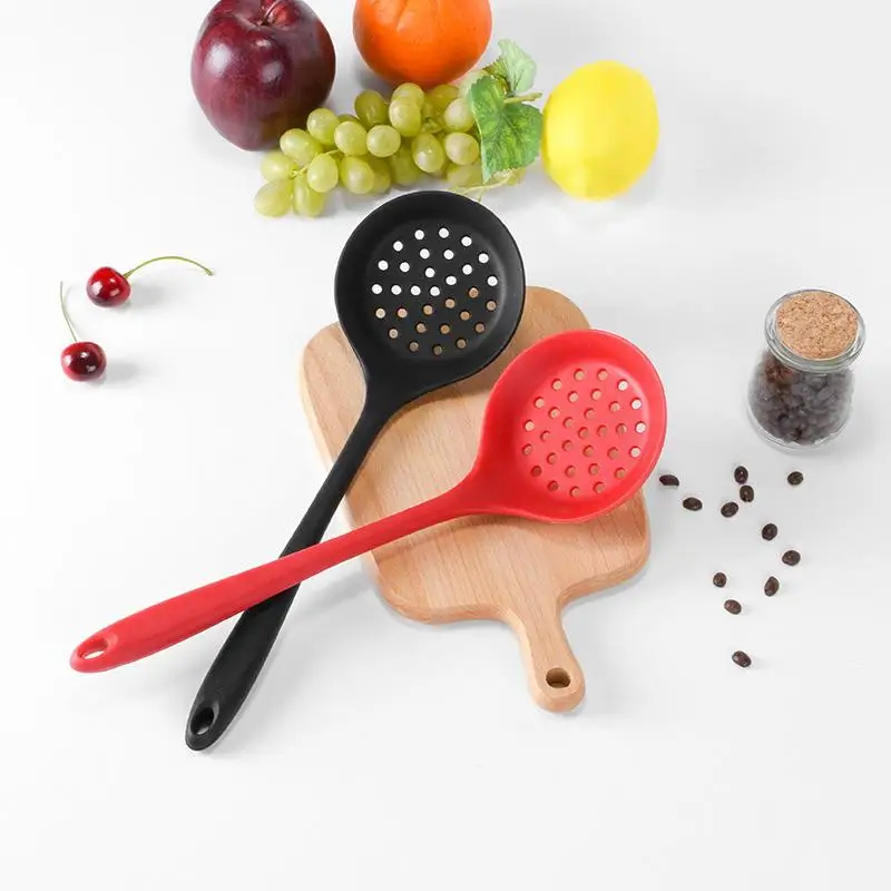 Silicone Strainer, Non-stick Pan Silicone Spoon, Ladle, Slotted Spoon, Cooking Utensil, Large Anti-scalding