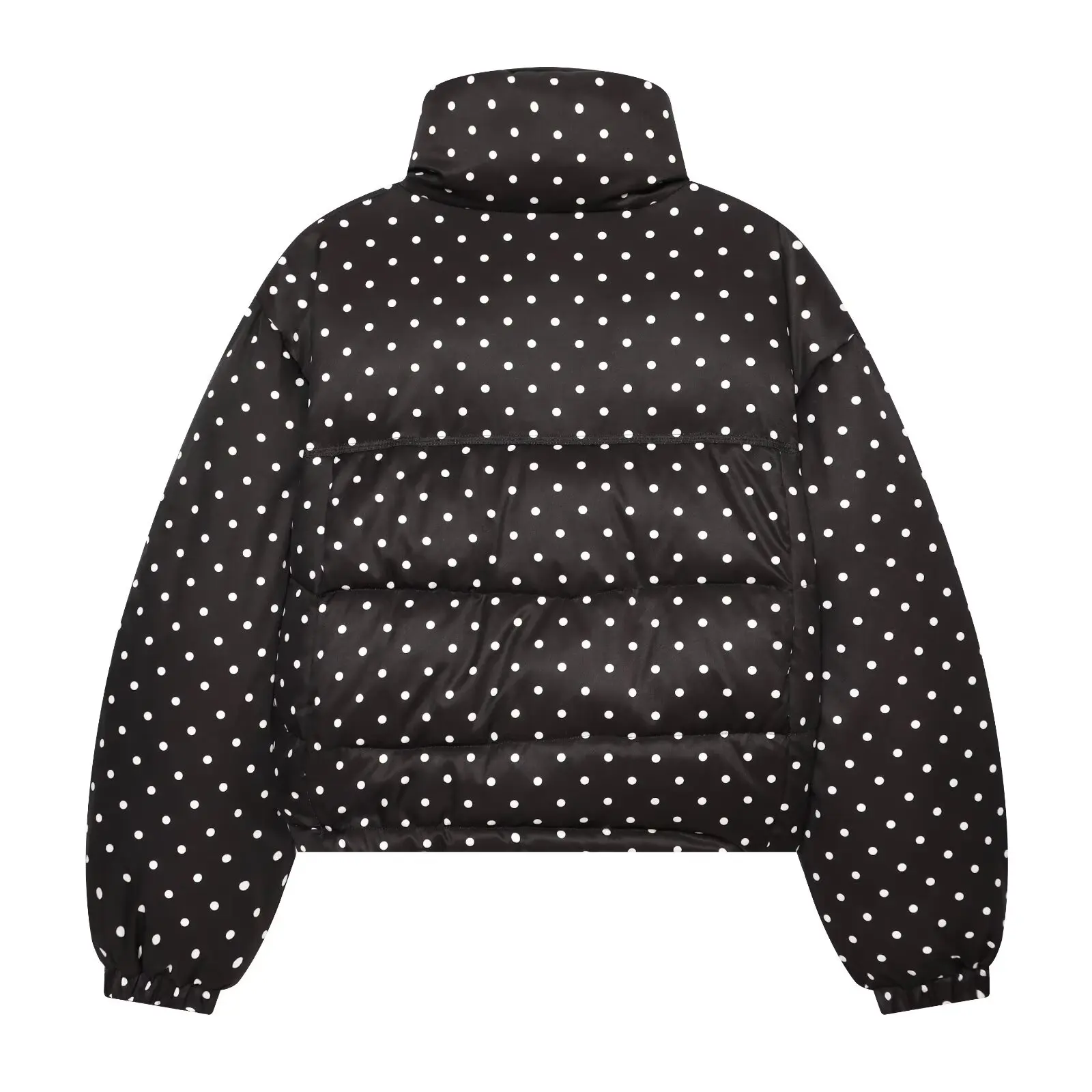 2026 Winter Women's Elegant Polka Dot Thick Warm Padded Parkas Coats Lady Vintage Loose Zipper Pockets Windproof Short Jackets