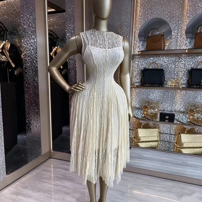 Elegantes Ärmelloses A-Linien Langes Tank-Kleid für Damen 2026 Streetwear INS Education Party Cocktail Abendkleid