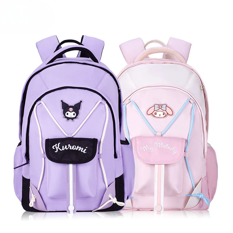 MINISO New Sanrio School Bag Cartoon Kuromi Girl Campus Casual School Bag Travel Portable Storage Girl Holiday Gift Commuting