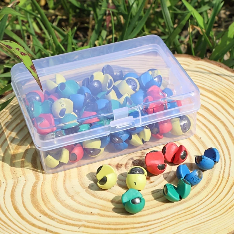 50pcs/box Lead Split Shot Sinkers Weight Non-Slip Protective Coating Easy Open Mouth No Hurt Fishing Line for Lure Bait Tackle