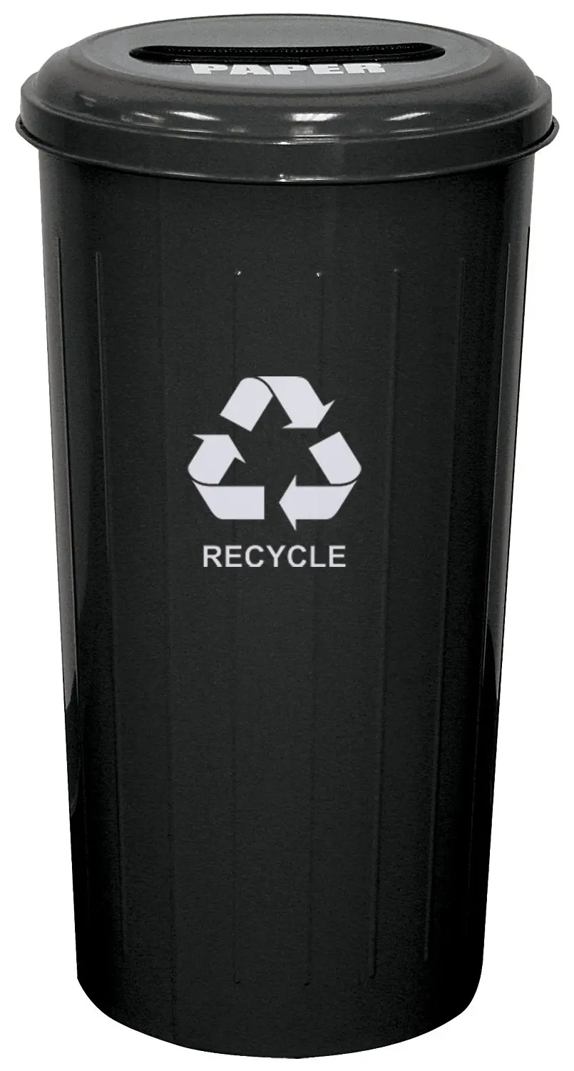 

Стальной мусорный бак для вторичной переработки 10/1STBK, 20 галлонов с прорезями, легенда, только для бумаги, переработки, круглый, высота 30 дюймов, черный