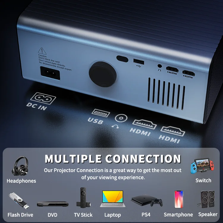 July008 Newest 3D 4K Wireless Projector 1080P Smart Mobile Android  Wifi Projector