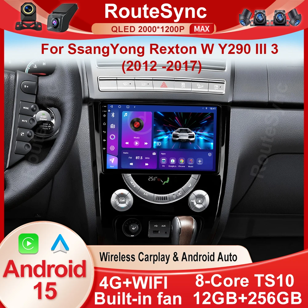 Android 15 для SsangYong Rexton W Y290 III 3 2012-2017 Автомобильный радиоприемник Мультимедийный видеоплеер Навигация Android Auto Carplay 4G WIF