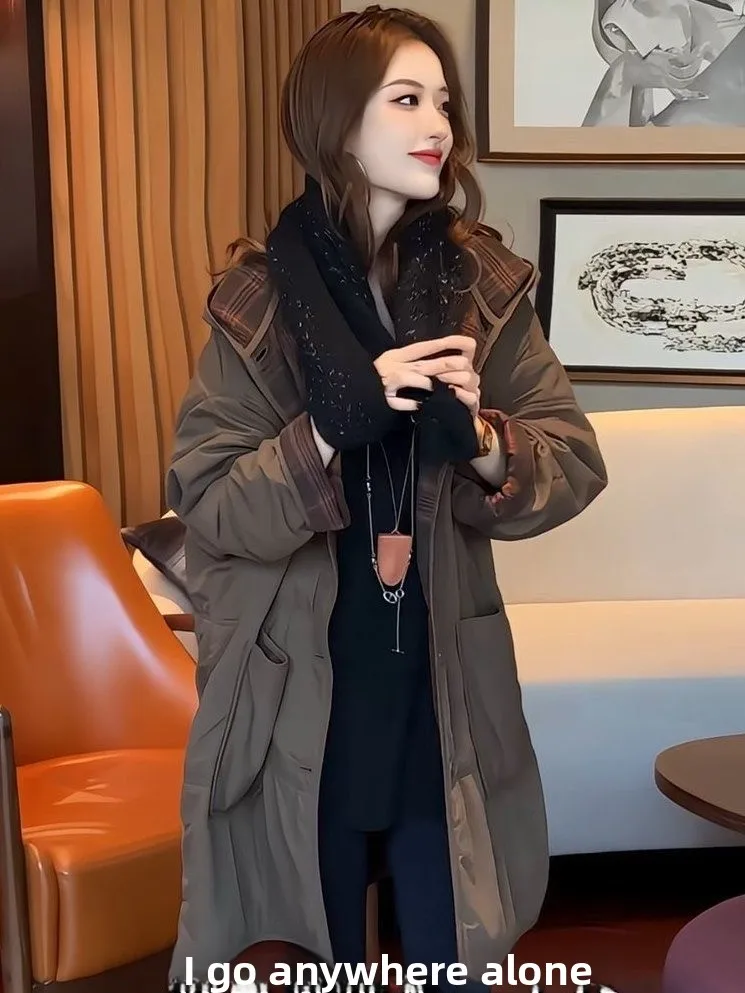 

Fashionable Loose Cotton Jacket Coat Women's Mid-Length Retro Style Comfortable Fit Zipper Closure Long Sleeve Color
