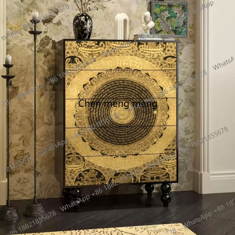 Tibetan Buddhist cabinet painted household solid wood chest cabinet entrance living room painted locker