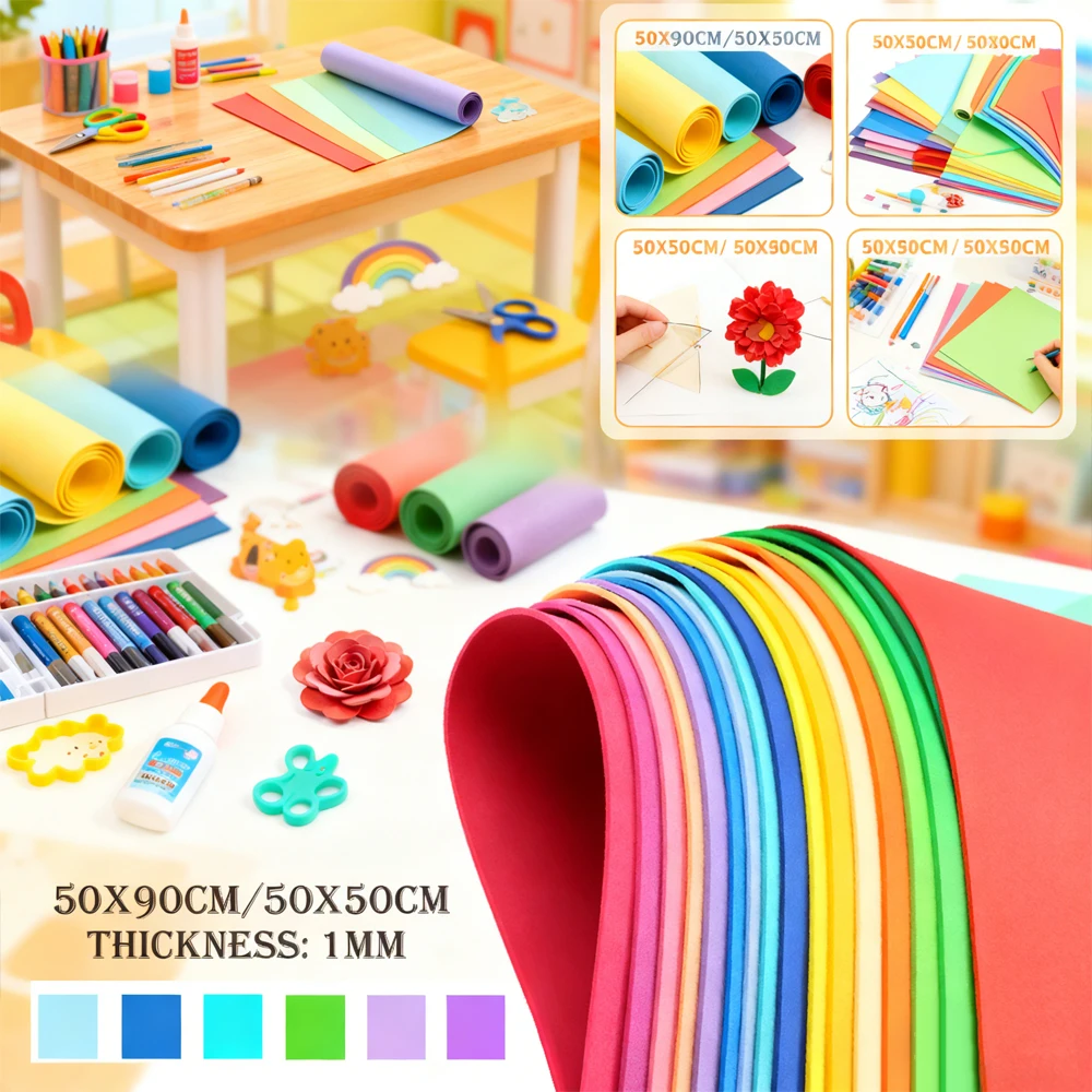 

1-18Pcs 1mm EVA Foam Sheets, Colorful Soft Durables Craft Foam for DIY Cosplay Costumes, Arts & Props, 50x50cm/50x90cm