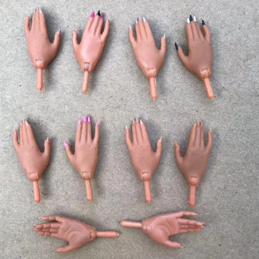 

New 1/6 Doll Hands With Polish Nail Colors Brown White Beige Black Doll Replacements Hands Parts Original DIY Doll Decorations
