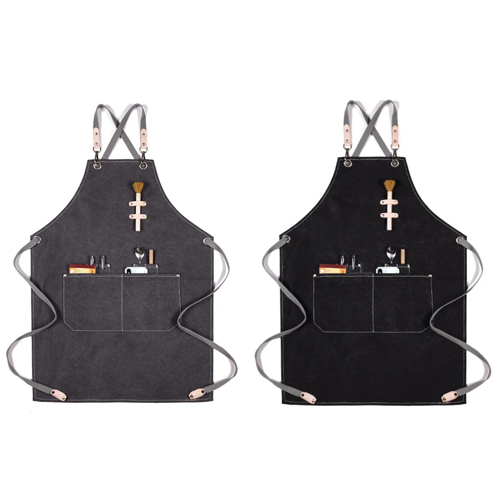 

Apron Canvas Halter Adjustable Kitchen Cooking Serving For Restaurant Cafe Barbecue Baking Gardening Party