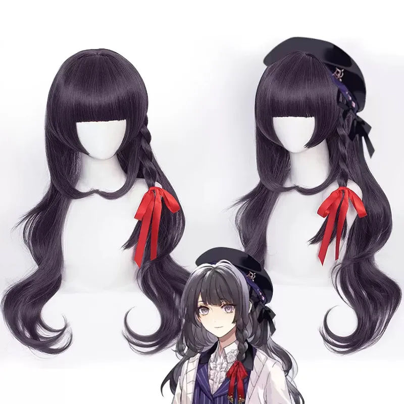 

Cosplay Wig For The Female Protagonist Of "Traveler In Time And Space" Long Purple-black Slightly Curly Hair.