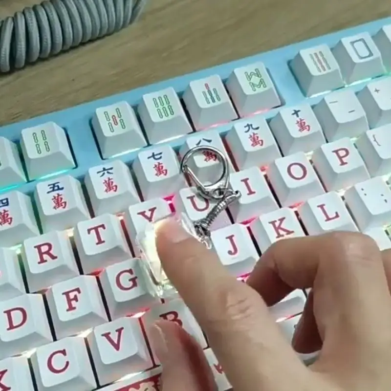 918C 1 Bàn Phím Cơ Công Tắc Bút Thử Móc Khóa Đồ Chơi Công Cụ Giảm Căng Thẳng Có Đèn LED 1 Phím