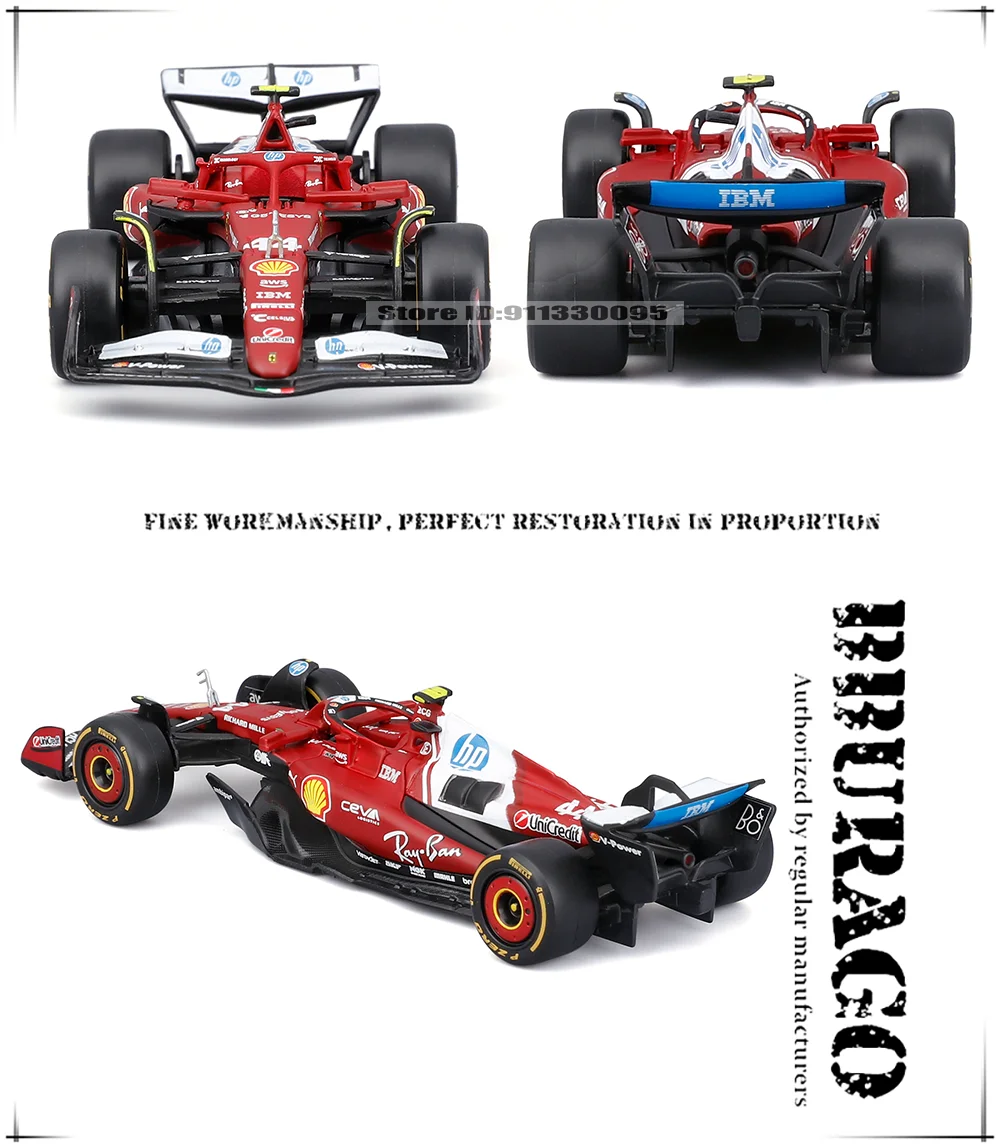 Bburago 1:43 F1 2025 Scuderia Ferrari HP SF25 # 16 Charles Leclerc # 44 Lewis Hamilton Legierungsmodellauto Druckguss-Modellspielzeug – Detail 9
